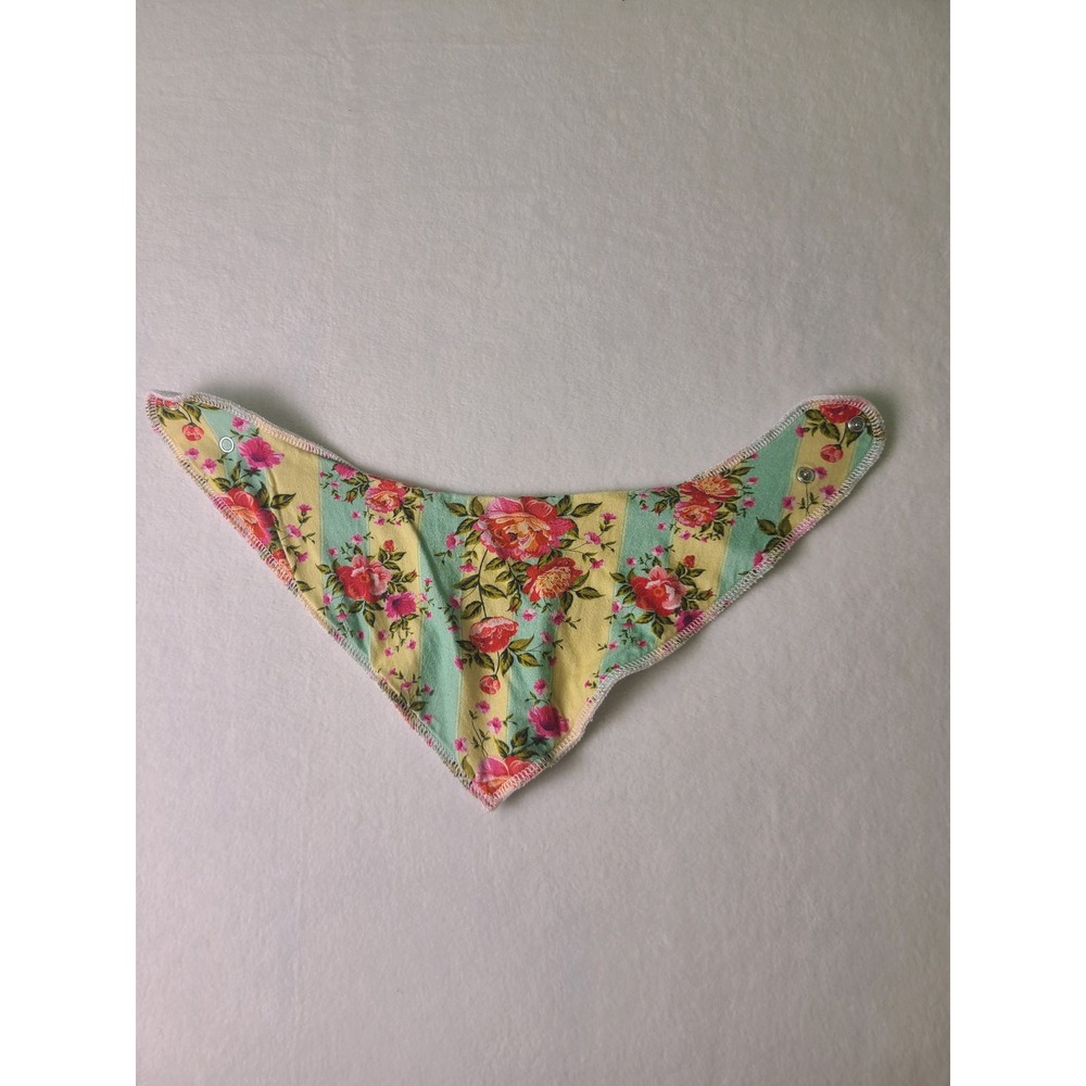 upsimples Bandana Drool Bib Baby OS Pink Floral Organic Cotton Fleece Cottage